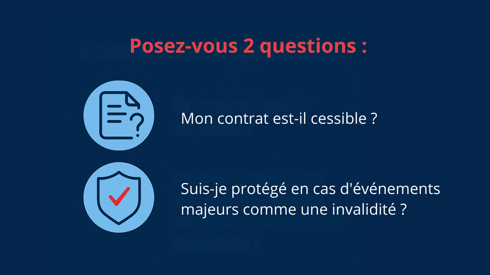 Illustration informative avec deux questions essentielles à se poser avant de rompre un contrat de leasing auto : “le contrat est-il cessible ?” et “suis-je protégé en cas d’invalidité ?”